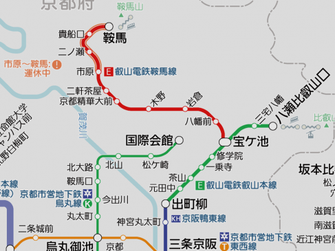 叡山電鉄鞍馬線の市原〜鞍馬間が当面の間運休