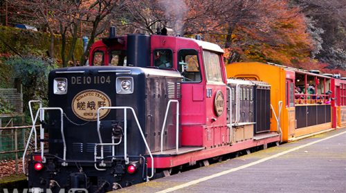 嵯峨野観光鉄道のDE10形ディーゼル機関車とトロッコ客車(しん0726/写真AC)