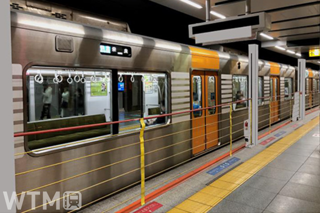 阪神神戸三宮駅2番線に設置されている可動式ホーム柵(画像提供: 阪神電気鉄道)