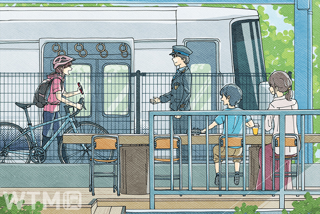 「きのくに線サイクルトレイン」のキービジュアルイラスト(画像提供:JR西日本)