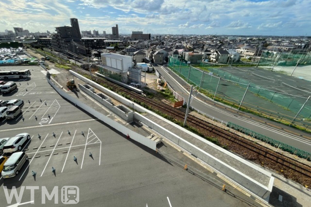 移設先で建設中の新しい三河知立駅(2023年8月31日撮影、知立市Webサイトから引用)