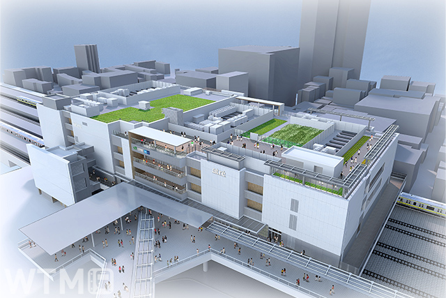 中野駅西側に2026年開業を目指して整備される新駅舎・駅ビルの外観イメージ(北西側から)(画像提供:JR東日本)