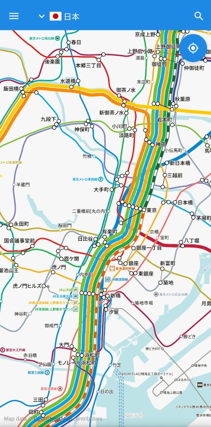 新たな「タイル方式(v2)」による路線図デザインの例(日本)