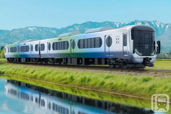「海と山」結ぶ新型車両のデザイン決定 富山の自然と一体感 三セクに移行する城端線・氷見線の再生シンボルに