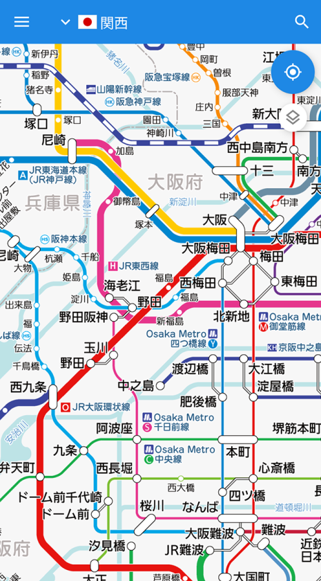同じ場所のダウンロード方式路線図にすぐ切り替わります。