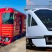 特急「伊予灘ものがたり」で運行しているJR四国キハ185系気動車と、特急「スペーシア X」で運行している東武N100系電車(東武鉄道提供)